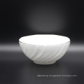 Embossed Gold Rim White Porcelain Bone